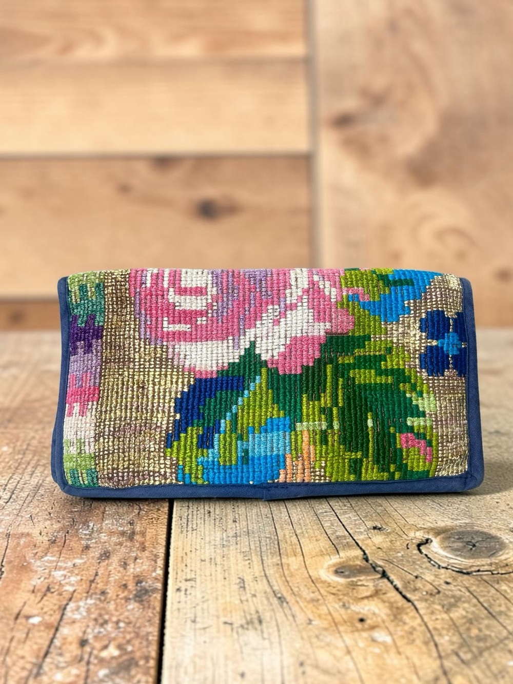 Vintage Guatemala Floral Woven Wallet Organizer Multicolor 100% Cotton